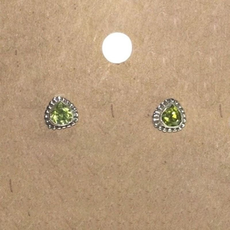 Sterling Silver Peridot Gemstone Stud Earings