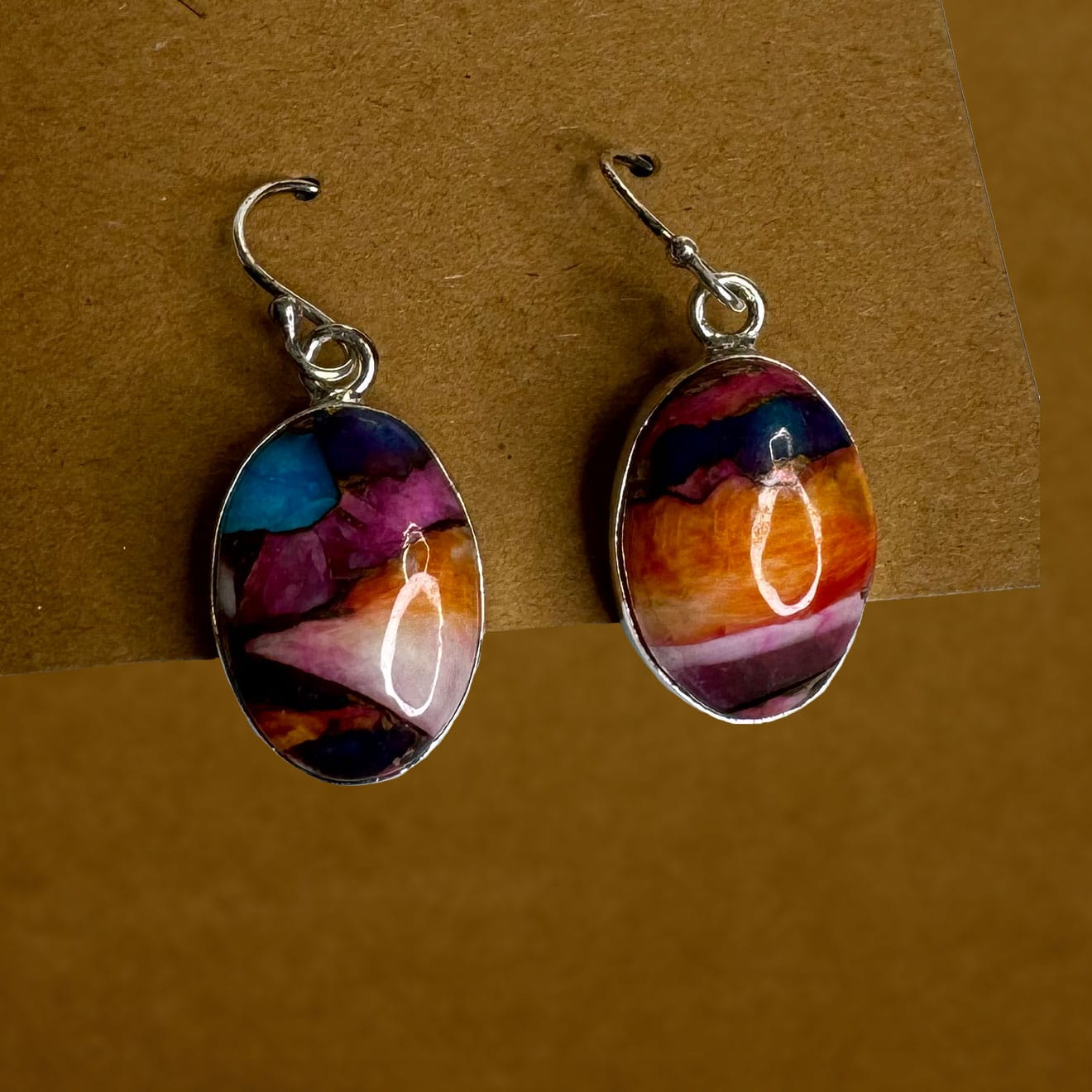 Spiney Oyster Turquoise Silver Earrings