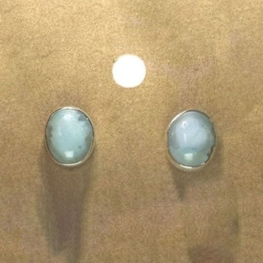 Sterling Silver Larimar Gemstone Stud Earings